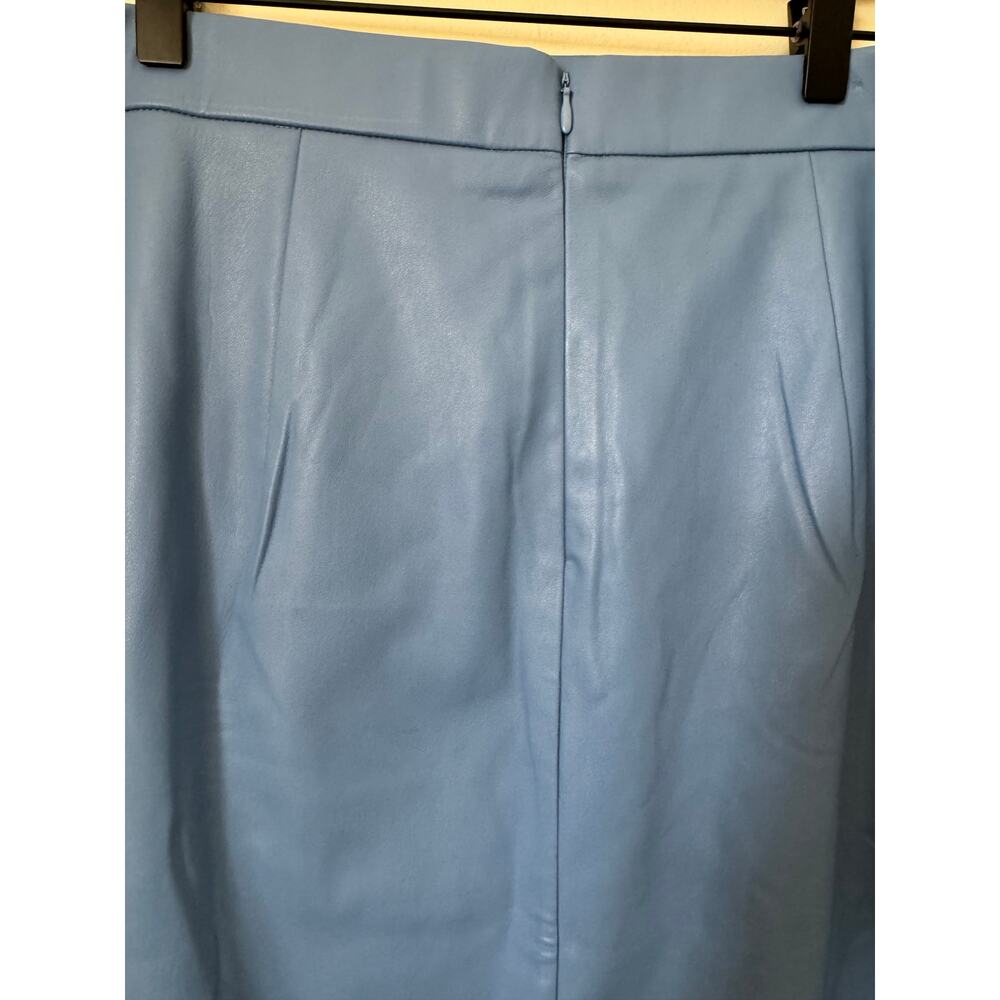Maree Pour Toi Blue Faux Leather Wrap Skirt Size 12 - Picture 3 of 15